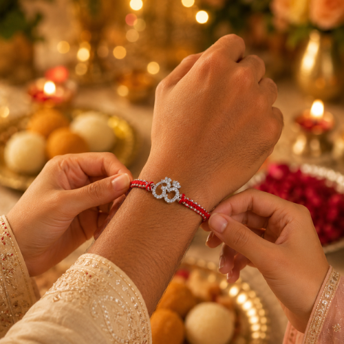 Eternal Om 925 Sterling Silver Rakhi for Brother