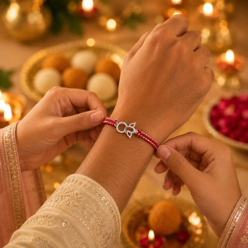 Elegant Lotus 925 Sterling Silver Rakhi for Brother