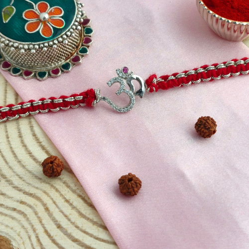 Radiant Om 925 Sterling Silver Rakhi for Brother