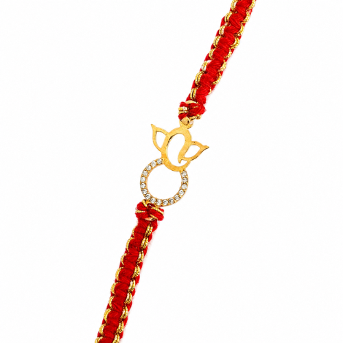 Divine Lotus Om Gold Plated 925 Sterling Silver Rakhi for Brother