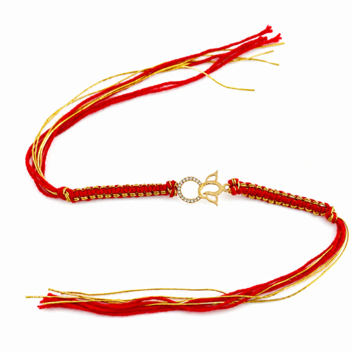 Divine Lotus Om Gold Plated 925 Sterling Silver Rakhi for Brother