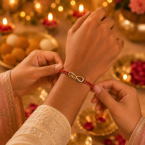 Infinity Bro Gold Plated 925 Sterling Silver Rakhi