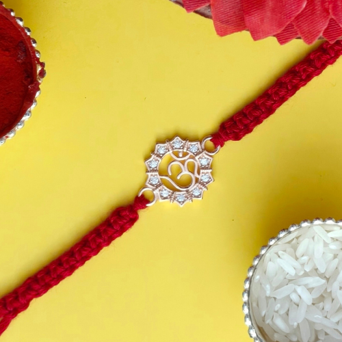 Divine Om Lotus 925 Sterling Silver Rakhi for Brother – Premium Designer Rakhi  Alternative Long Product Names