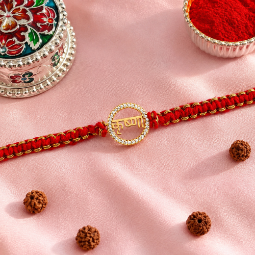 Golden Krishna 925 Sterling Silver Rakhi for Brother