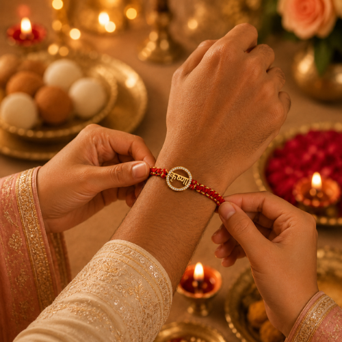 Golden Krishna 925 Sterling Silver Rakhi for Brother