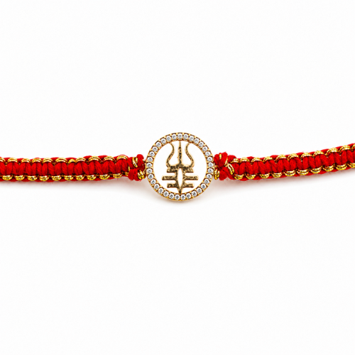 Auspicious Trishul Gold Plated 925 Sterling Silver Rakhi for Brother
