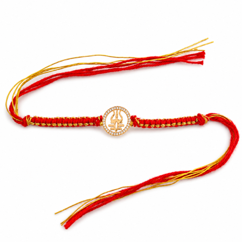 Auspicious Trishul Gold Plated 925 Sterling Silver Rakhi for Brother