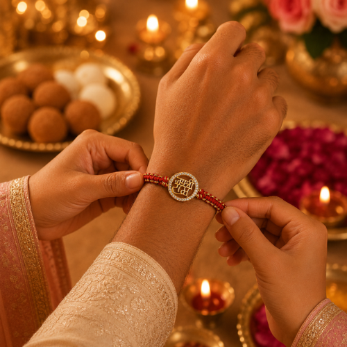 Sacred Shree Ram Gold Plated 925 Sterling Silver Rakhi for Brother