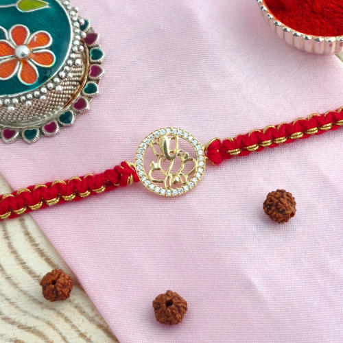 Prosperous Ganesha Gold Plated 925 Sterling Silver Rakhi for Brother