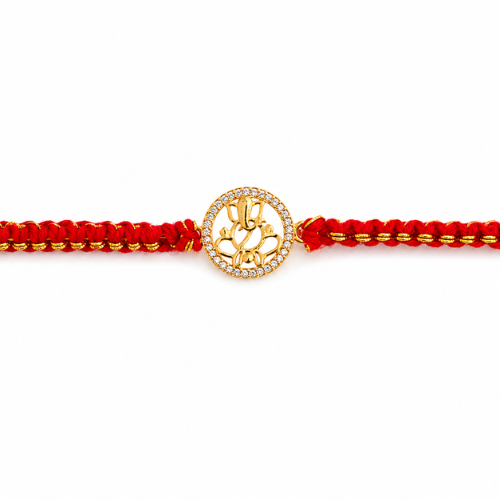 Prosperous Ganesha Gold Plated 925 Sterling Silver Rakhi for Brother