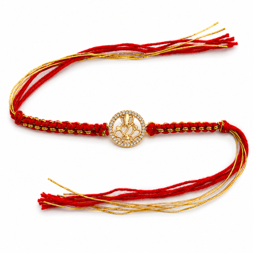 Prosperous Ganesha Gold Plated 925 Sterling Silver Rakhi for Brother