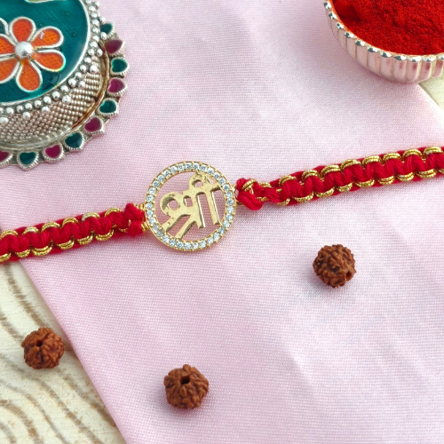 Auspicious Shree Gold Plated 925 Sterling Silver Rakhi for Brother