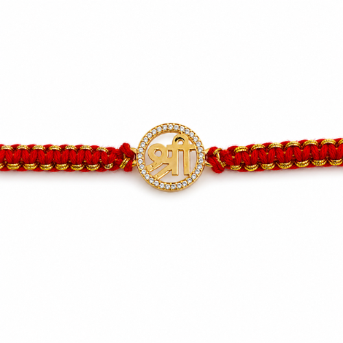 Auspicious Shree Gold Plated 925 Sterling Silver Rakhi for Brother