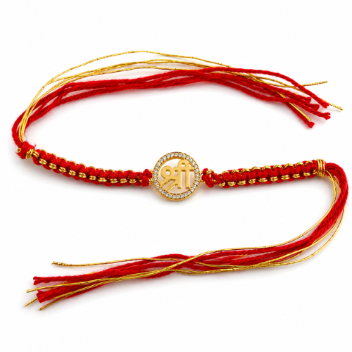 Auspicious Shree Gold Plated 925 Sterling Silver Rakhi for Brother