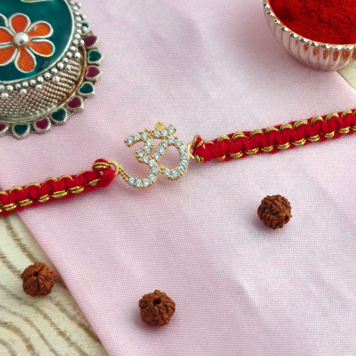 Celestial Om Gold Plated 925 Sterling Silver Rakhi for Brother