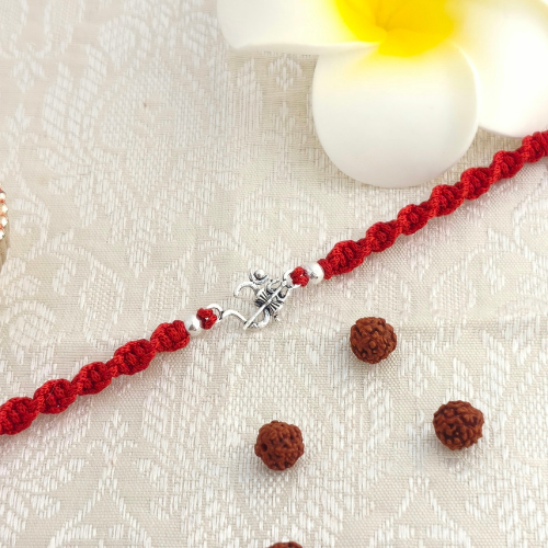 Divine Om Trishul Damru 925 Sterling Silver Rakhi for Brother