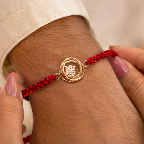 Graceful Lotus Petal 925 Sterling Silver Rakhi with CZ Stones