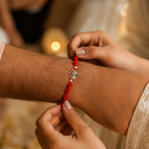Divine Trishul 925 Sterling Silver Rakhi for Brother
