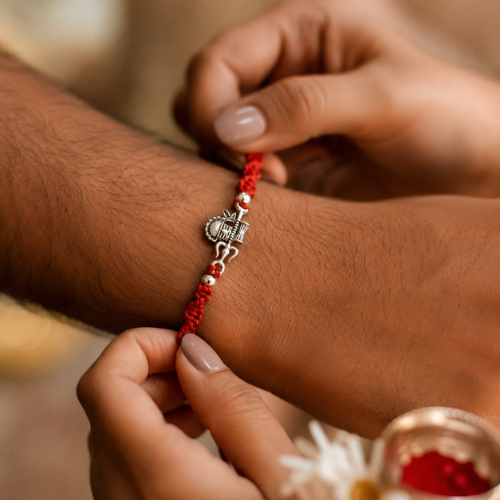Sacred Shivling 925 Sterling Silver Rakhi for Brother