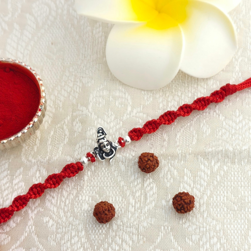 Auspicious Mahadev 925 Sterling Silver Rakhi for Brother