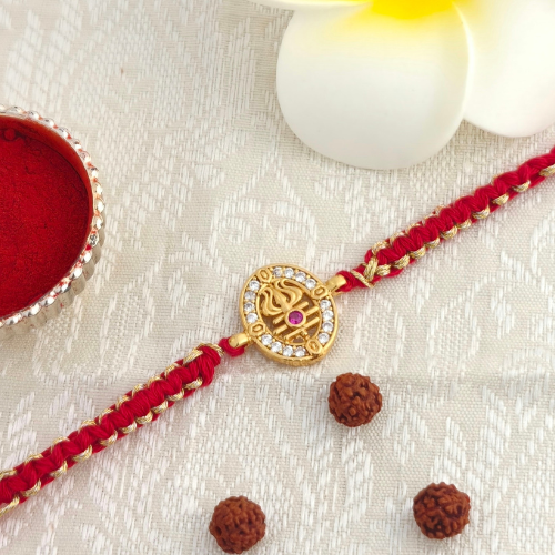 Radiant Ganesha Gold Plated 925 Sterling Silver Rakhi for Brother