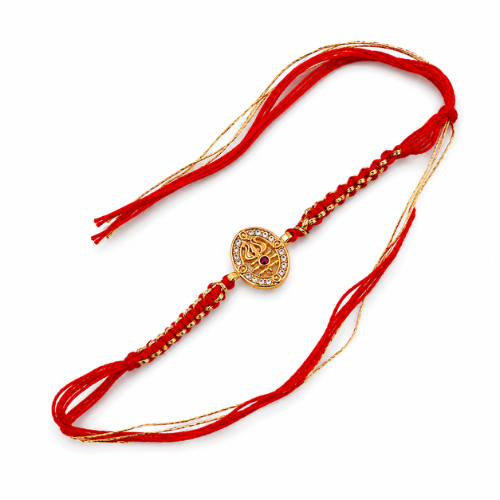 Radiant Ganesha Gold Plated 925 Sterling Silver Rakhi for Brother