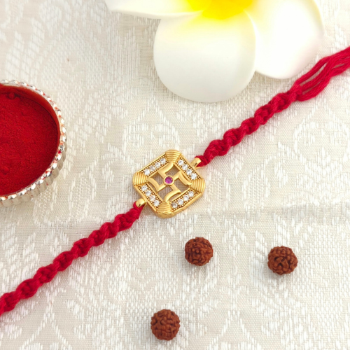 Shubh Swastik Gold Plated 925 Sterling Silver Rakhi for Brother