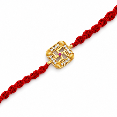 Shubh Swastik Gold Plated 925 Sterling Silver Rakhi for Brother