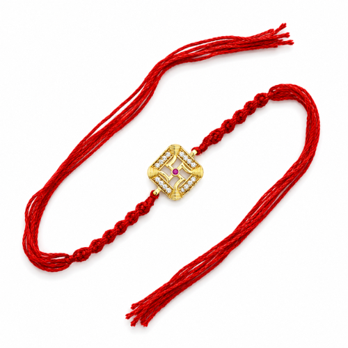 Shubh Swastik Gold Plated 925 Sterling Silver Rakhi for Brother