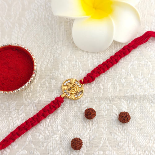 Prosperity Ganesha Gold Plated 925 Sterling Silver Rakhi for Brother
