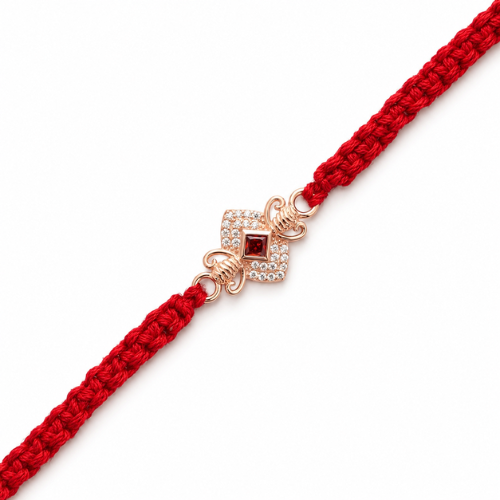 Royal Garnet Square 925 Sterling Silver Rakhi for Brother – Premium Designer Rakhi