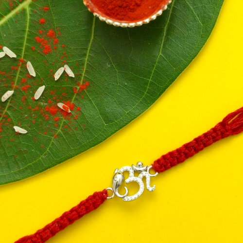 Shree Ganesha Om 925 Sterling Silver Rakhi – Premium Designer Rakhi