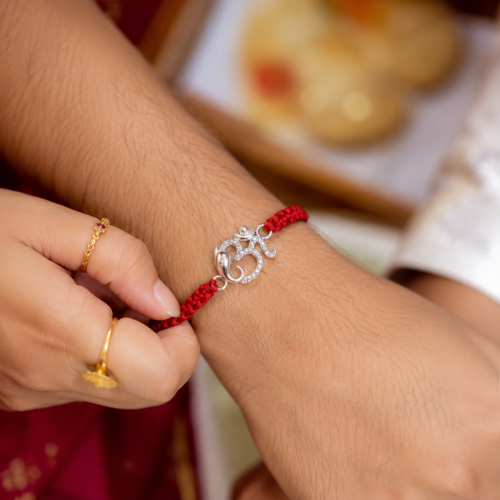Shree Ganesha Om 925 Sterling Silver Rakhi – Premium Designer Rakhi