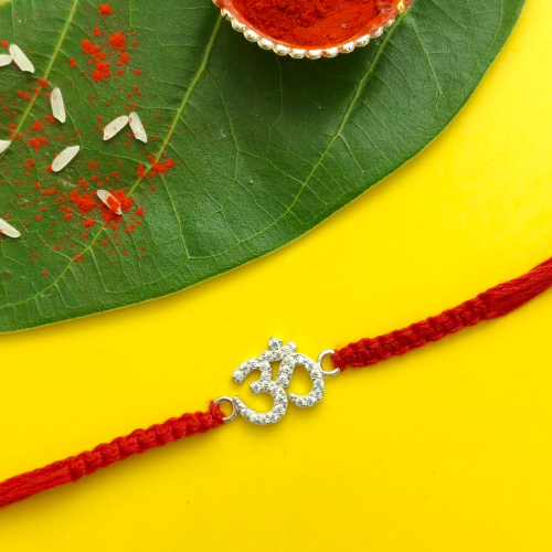 Divine Sacred Om 925 Sterling Silver Rakhi for Brother – Premium Designer Rakhi