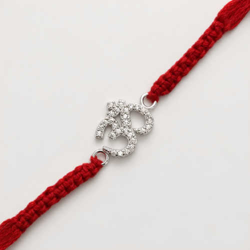 Divine Sacred Om 925 Sterling Silver Rakhi for Brother – Premium Designer Rakhi