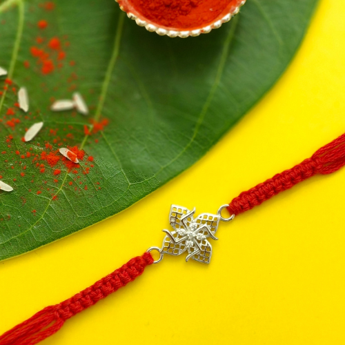 Shubh Swastik Jali 925 Sterling Silver Rakhi