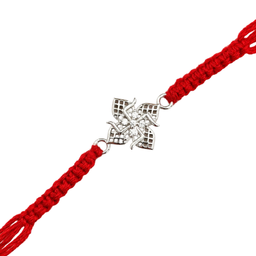 Shubh Swastik Jali 925 Sterling Silver Rakhi