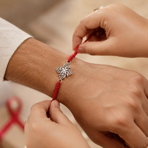 Shubh Swastik Jali 925 Sterling Silver Rakhi