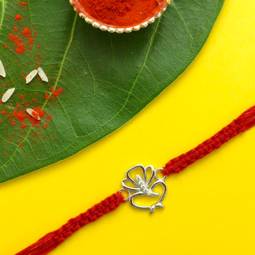 Elegant Lord Ganesha 925 Sterling Silver Rakhi for Brother – Premium Designer Rakhi