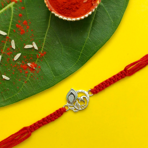 Divine Peacock Morpankh 925 Sterling Silver Rakhi for Brother – Premium Designer Rakhi