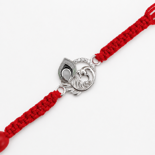Divine Peacock Morpankh 925 Sterling Silver Rakhi for Brother – Premium Designer Rakhi