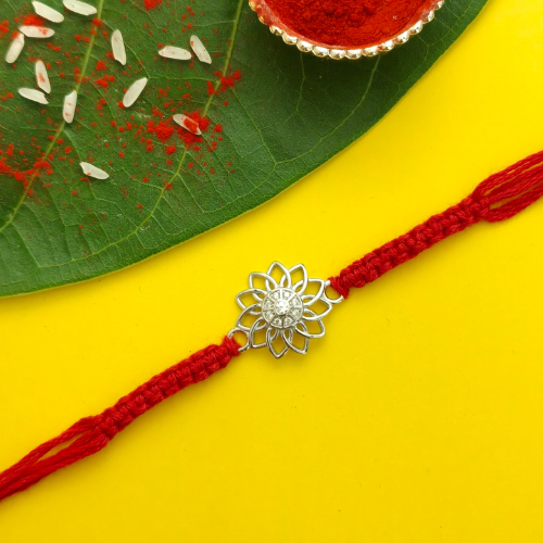 Radiant Lotus Mandala 925 Sterling Silver Rakhi for Brother