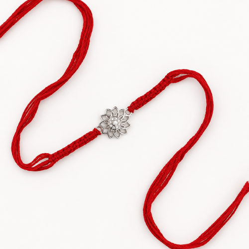 Radiant Lotus Mandala 925 Sterling Silver Rakhi for Brother