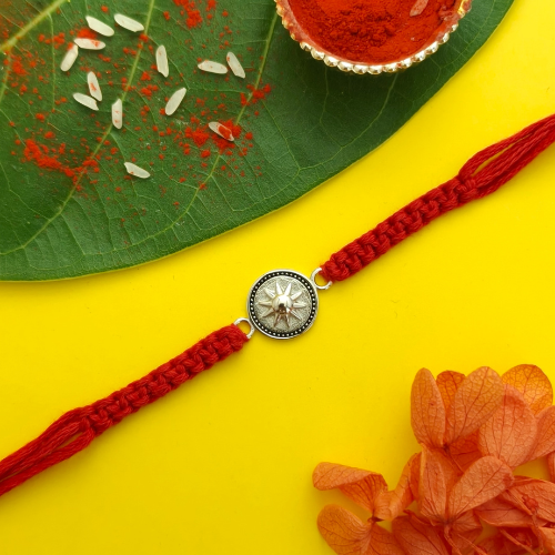 Celestial Compass Star 925 Sterling Silver Rakhi for Brother – Premium Designer Rakhi