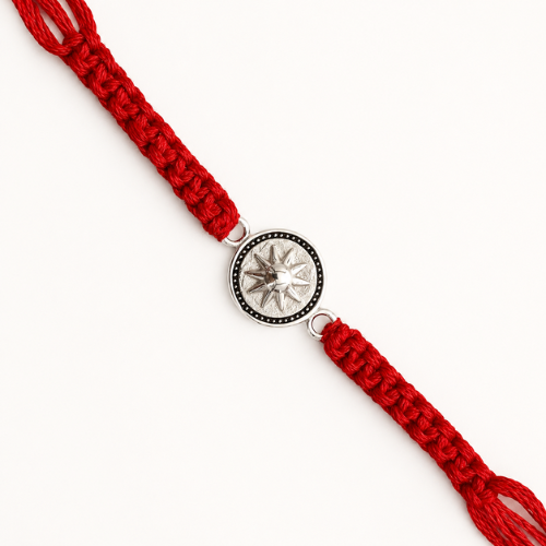 Celestial Compass Star 925 Sterling Silver Rakhi for Brother – Premium Designer Rakhi