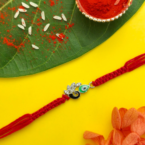Royal Peacock Morpankh 925 Sterling Silver Rakhi for Brother – Premium Designer Rakhi