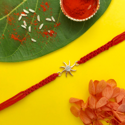 Radiant Sun 925 Sterling Silver Rakhi for Brother – Premium Designer Rakhi
