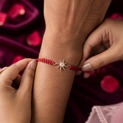 Radiant Sun 925 Sterling Silver Rakhi for Brother – Premium Designer Rakhi