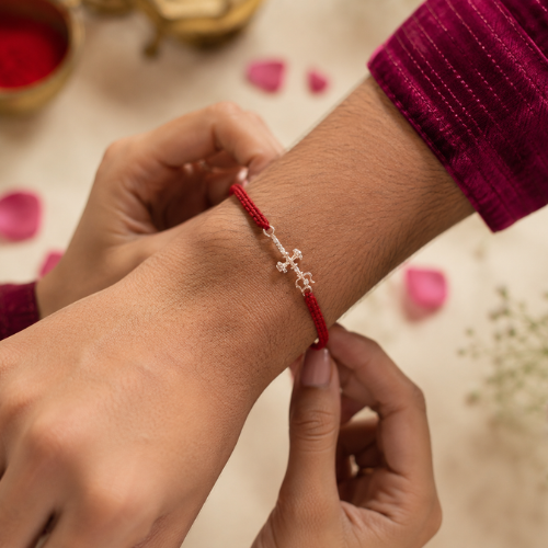 Divine Trishul Damru 925 Sterling Silver Rakhi for Brother – Premium Designer Rakhi