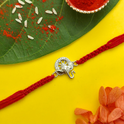Divine Lord Ganesha Halo 925 Sterling Silver Rakhi for Brother – Premium Designer Rakhi